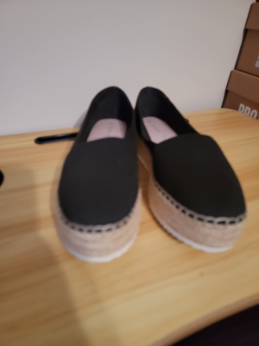Women’s Black Espadrille Platform Slip-Ons